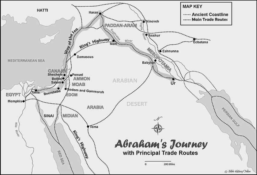 Map of Abraham's Journey