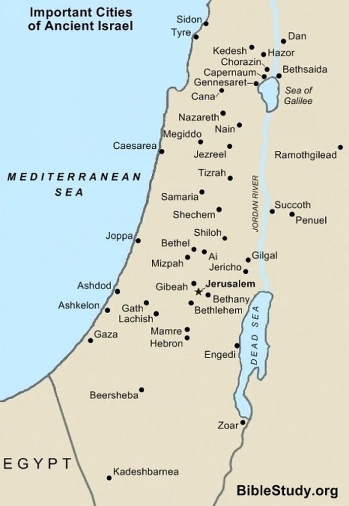 map of important cities of ancient israel