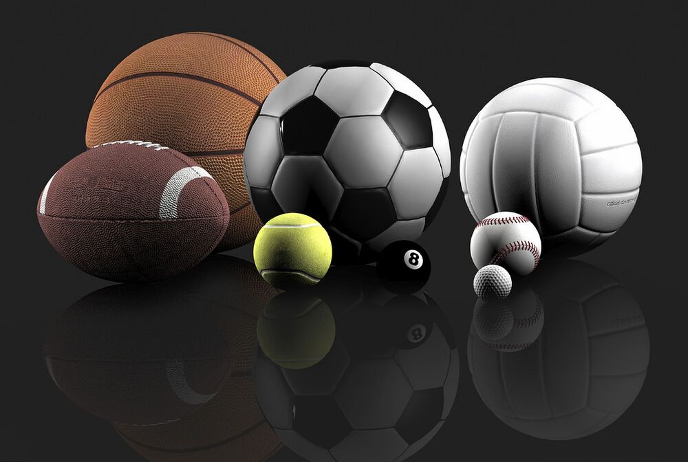 eight different sports balls