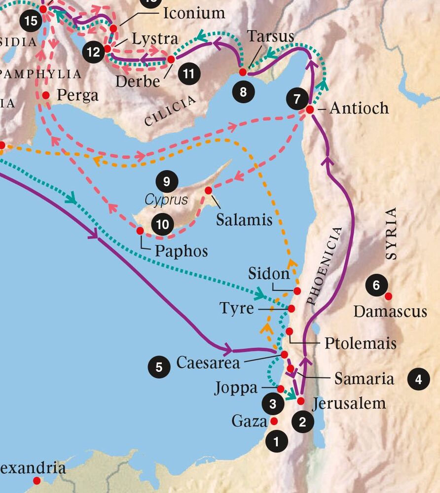 map with cities number 1-15