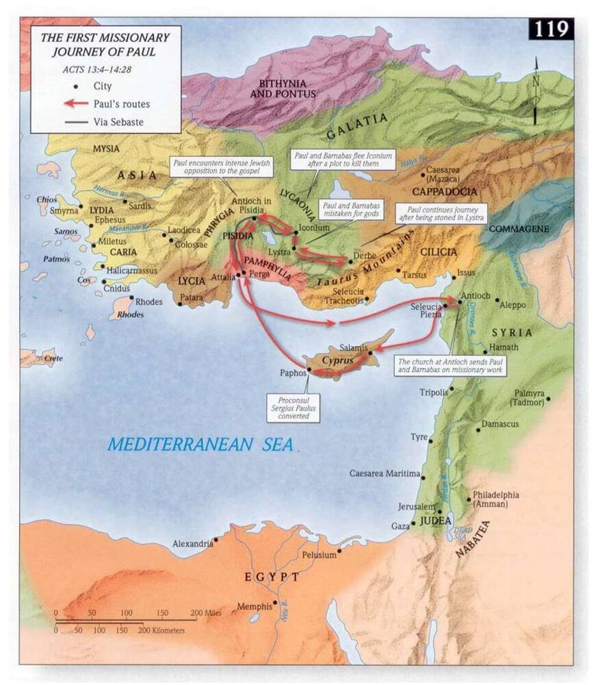 Map of The First Missionary Journey of Paul