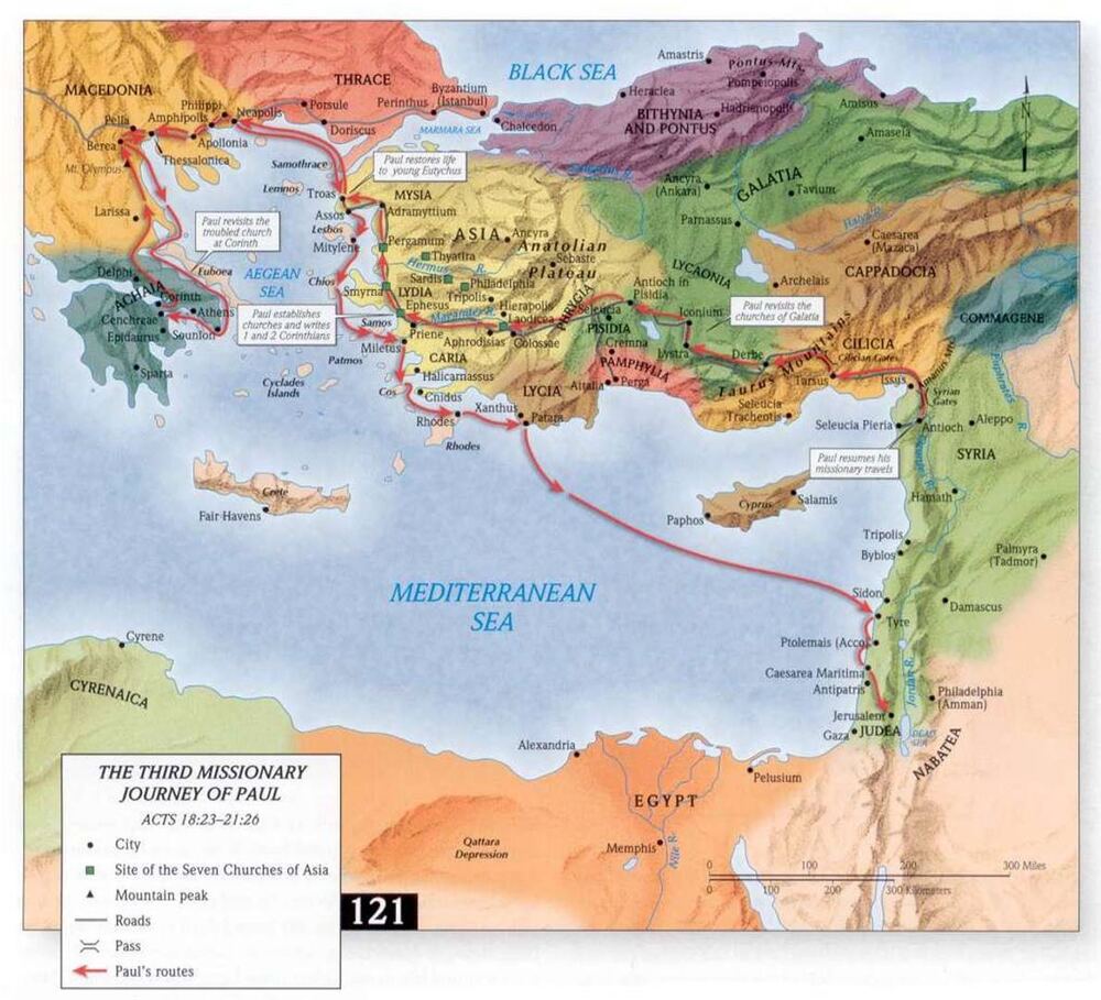 Map of The Third Missionary Journey of Paul