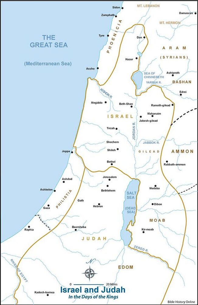 Map of Israel and Judah in the day of the kings