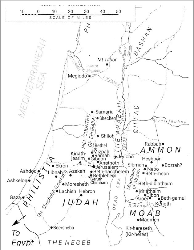 A map of Israel from biblical times. 