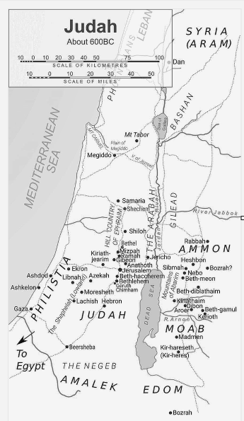 Biblical times map of Judah. 