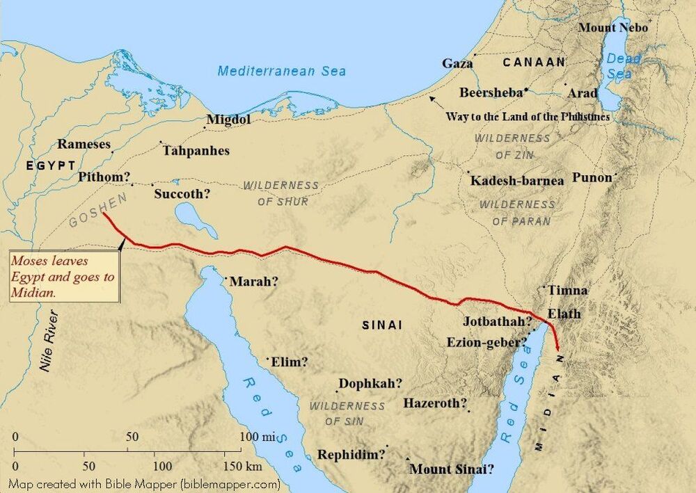 Ex. 2 Moses Flight to Midian Map